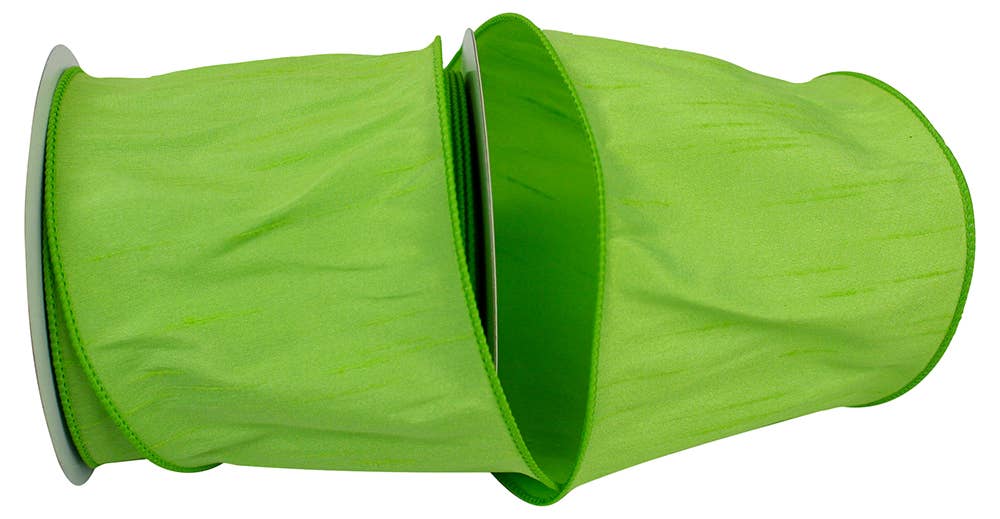 Dupioni Supreme Wired Edge, Lime, 4 In, 10 Yards