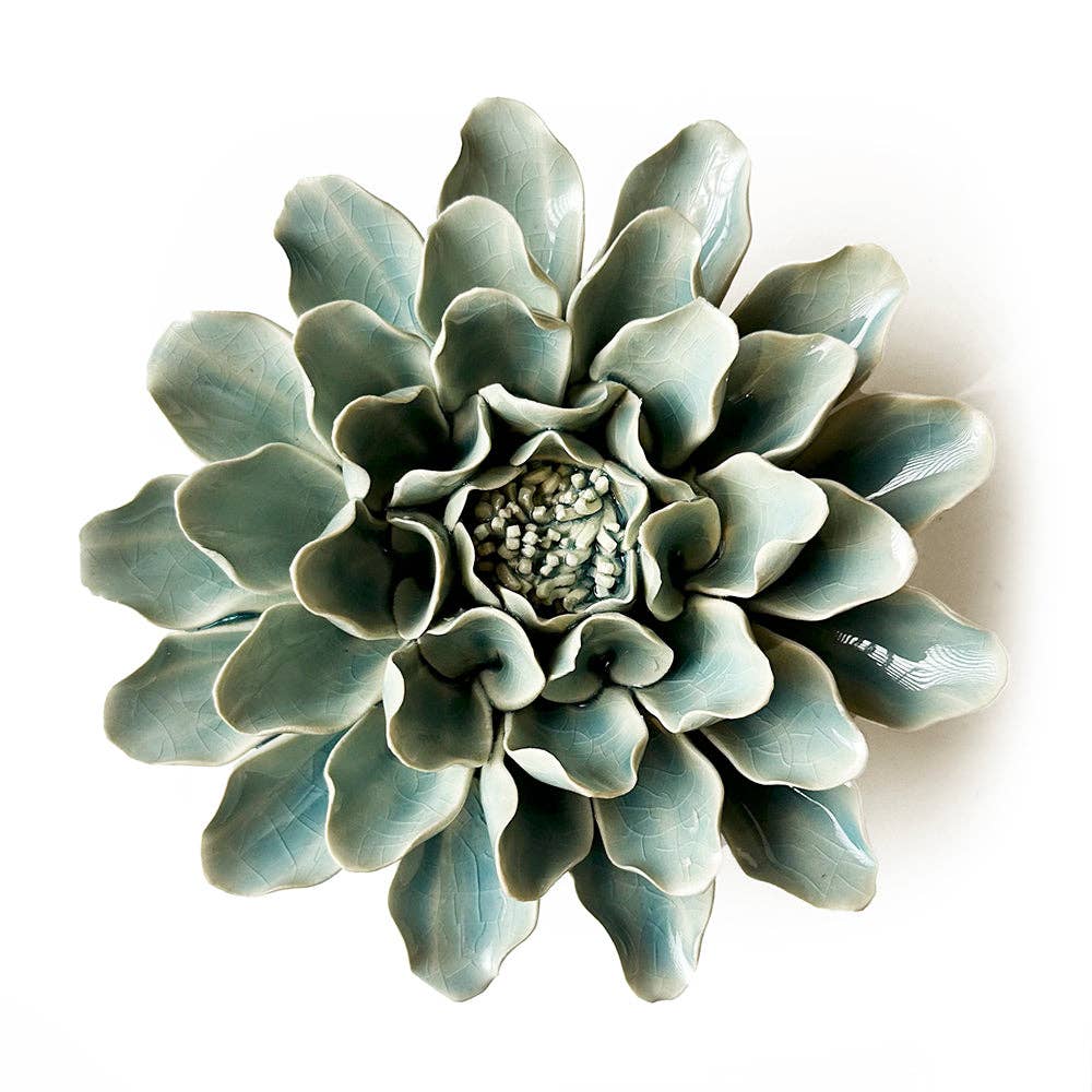 Ceramic Flowers With Keyhole For Hanging Collection 13: Mint Flower